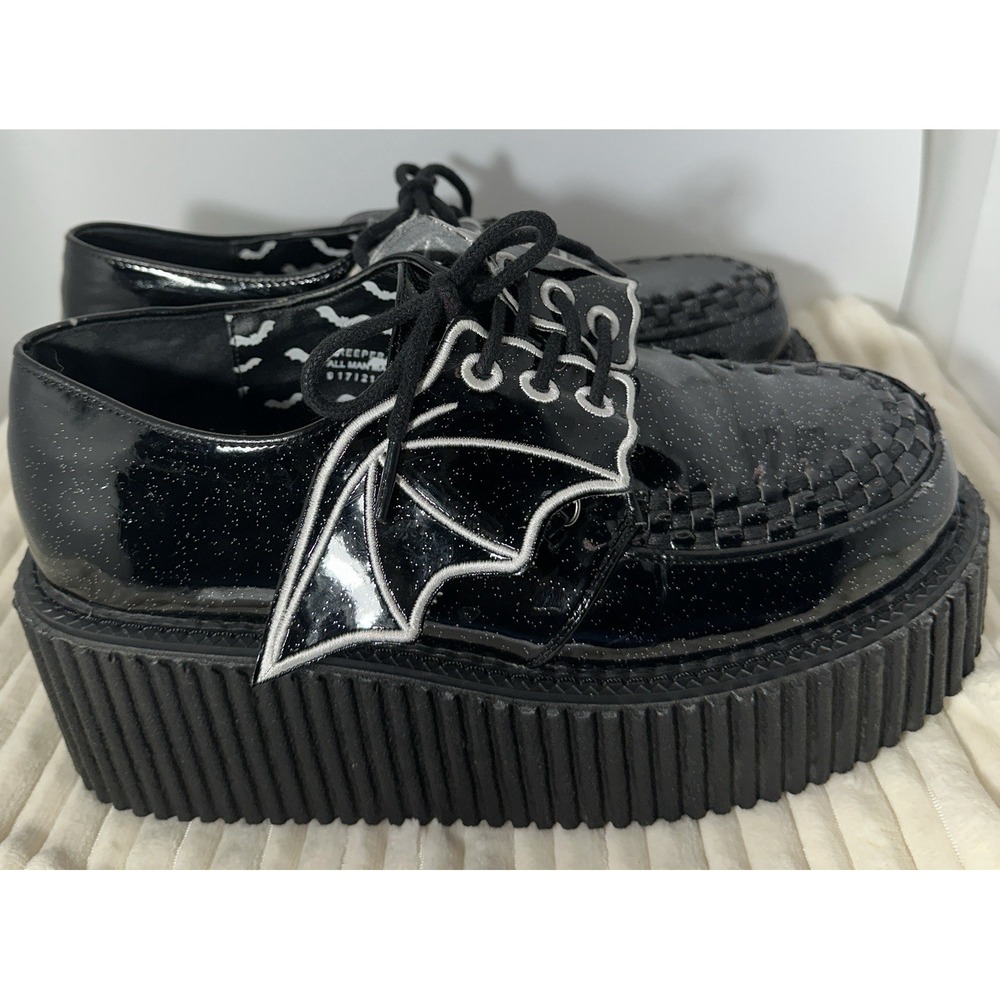Demonia 3 Inch Platform Creeper #205 Shoes Glitter With Bat Wings Women's Sz. 10